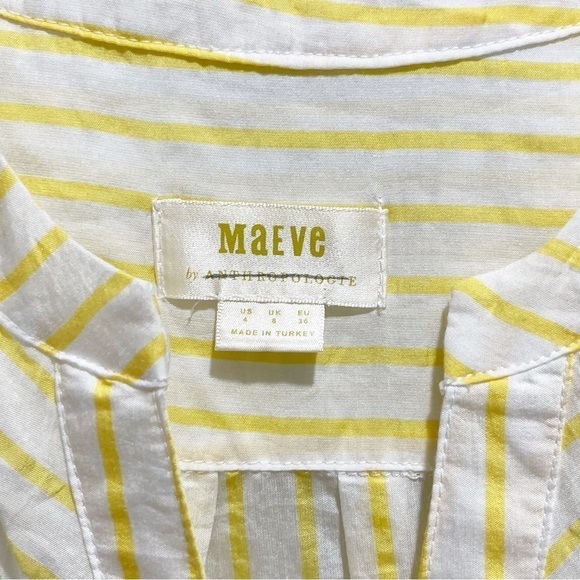 ANTHROPOLOGIE MAEVE Women’s Yellow White Stripe Sleeveless Tie Front Top Size 4 - Picture 5 of 6
